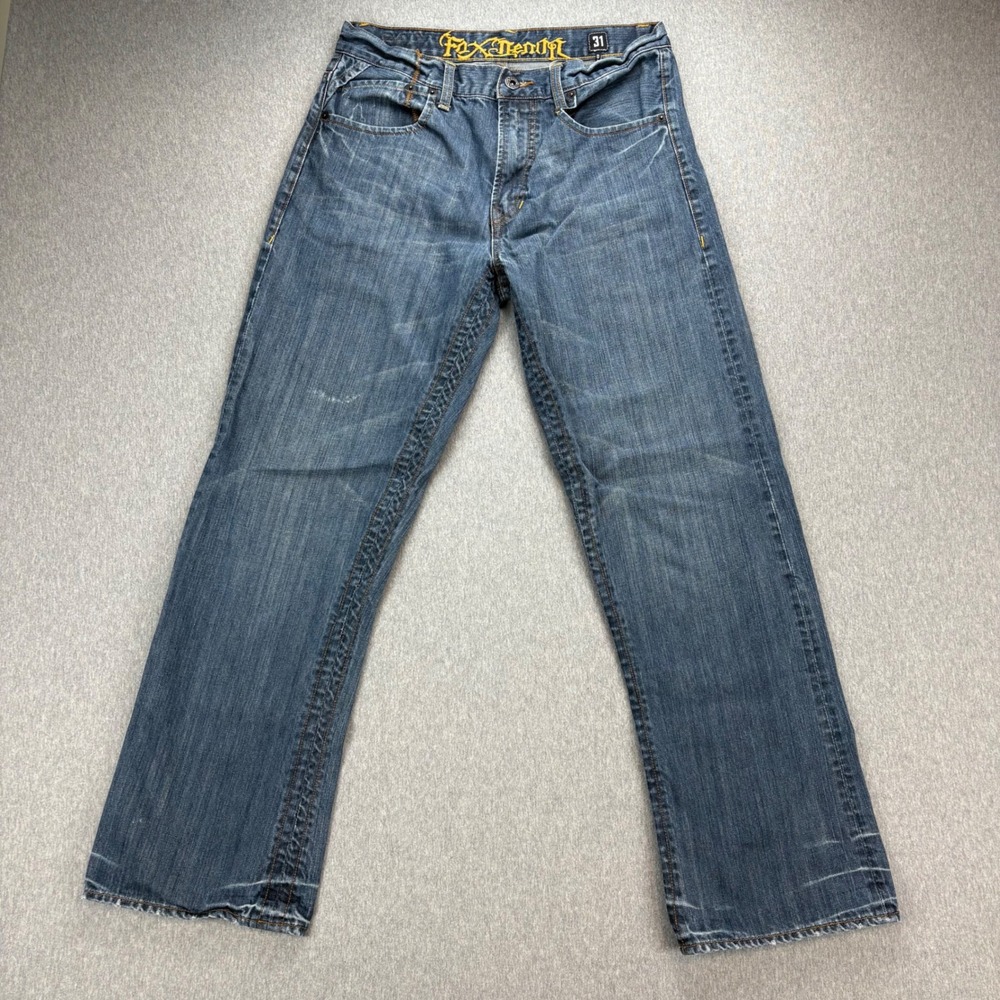 Fox Denim Duster Jeans Mens 31 Blue Y2K Racing VTG Grunge‎ Relaxed Fit Bootcut